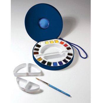 Daler-Rowney Water Colour Aquafine Travel Tin Set Half Pans - Assorted Colors