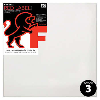Fredrix Red Label Medium, 10" x 10" Gallery Canvas Box of 3, 1-3/8" Deep