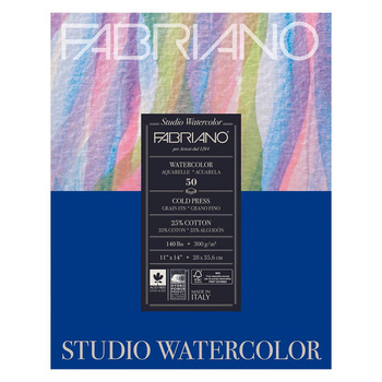 Fabriano Studio Watercolor Pad, 11"x14" - Cold Press 140lb (50 Sheets)