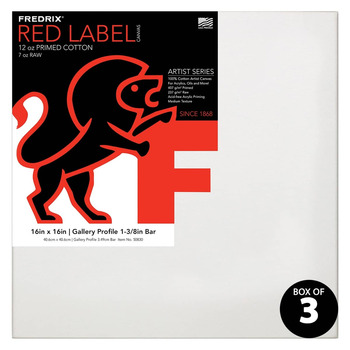 Fredrix Red Label Medium, 16" x 16" Gallery Canvas Box of 3, 1-3/8" Deep