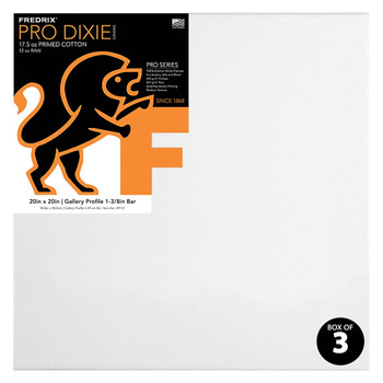 Fredrix Dixie PRO Series Stretched Canvas 1-3/8" - 20"x20" (Box of 3)