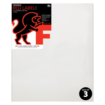 Fredrix Red Label Medium, 20" x 24" Gallery Canvas Box of 3, 1-3/8" Deep