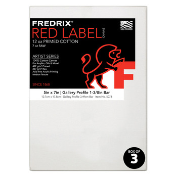 Fredrix Red Label Medium, 5" x 7" Gallery Canvas Box of 3, 1-3/8" Deep