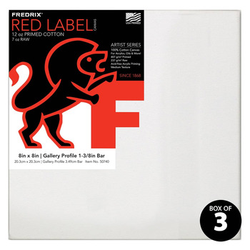 Fredrix Red Label Medium, 8" x 8"  Canvas Box of 3, 1-3/8" Deep