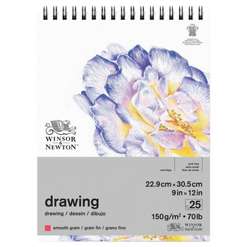Winsor & Newton Spiral Drawing Pad - 70 lb Smooth 25-Sheets, 9"x12"