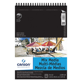 Canson Artist Series Mix Media 9"x12" Pad, 138lb 20 Sheets