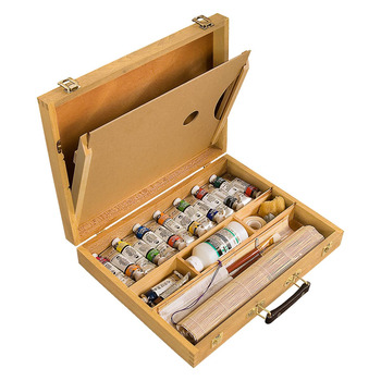 Capri Deluxe Oil Stained Wood Sketch Box, 12"x16"x3"