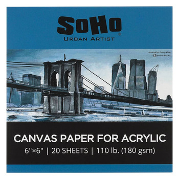 SoHo Acrylic Canvas Paper Pad, 6"x6" - 20 Sheets, 110lb
