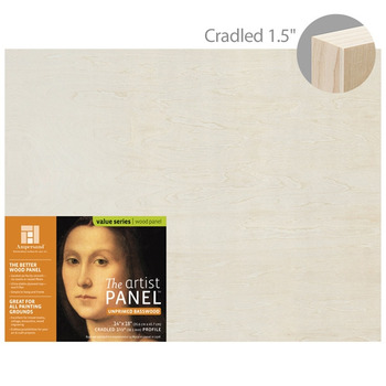 Ampersand Value Series Unprimed Basswood Panel 1-1/2" Cradle 14x18"
