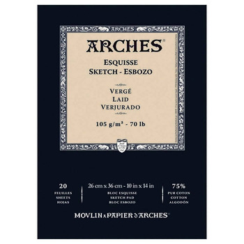 Arches 10x14" Sketch Paper Pad 70 lb Laid Finish 20 Sheets