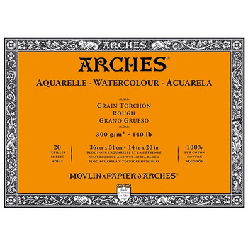 Arches Watercolor Blocks 140 lb Rough 14" x 20" (20 Sheets)