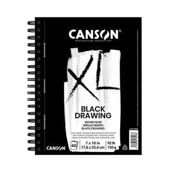 Canson XL Black Drawing Pad 7"x10", 40 Sheets
