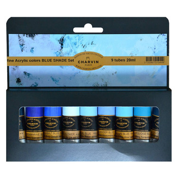 Charvin Extra-Fine Acrylic - Blue Shades, Bonjour Set of 9 - 20ml Tubes