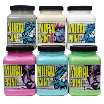 Chroma Acrylic Mural Paint Muted Tones Set of 6, 16 oz Jars