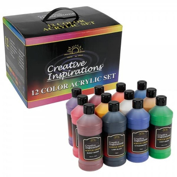 Creative Inspirations Acrylic Paint Value Box Set of 12, 16oz Bottles