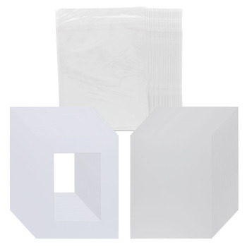  Mat Board Center, Pack of 5, 18x24 for 16x20 White Photo  Picture Mat Set - Mat, Backing, Clear Bag - Acid Free, 4-ply Thickness -  for Pictures, Photos, Framing