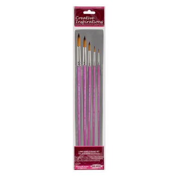 Creative Inspirations Dura-Handle, Long Handle Brushes Round Set of 5