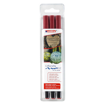 Edding 1255 Calligraphy Pen Set of 3 - Crimson Lake, Assorted Nibs