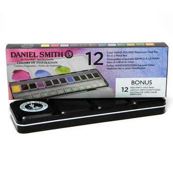Daniel Smith Watercolor Half Pan - Inspiration Metal Box Set (12 Colors + 12 Empty Pans)