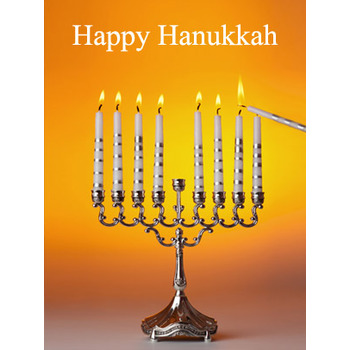 Happy Hanukkah Lighting the Menorah - Art eGift Card