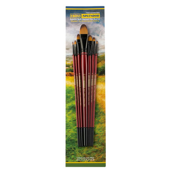 Ebony Splendor Synthetic Teijin Brush Filbert Set of 7 - Long Handle