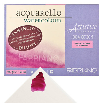 Fabriano Artistico Watercolor Hot Press Block - 7"x10" Extra White, 140lb (20 Sheets)