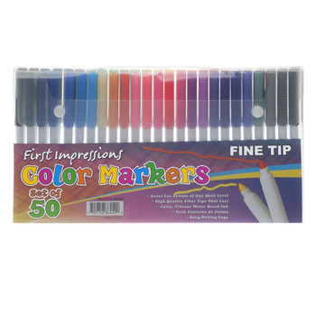 First Impressions Kids Art Markers Set of 50, Fine Tip - Assorted Colors