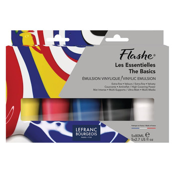 Lefranc & Bourgeois Flashe Vinyl Paint - Primary Colors Set of 5, 80ml Tubes