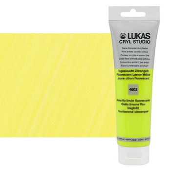 LUKAS CRYL Studio Acrylic Paint - Fluorescent Lemon Yellow, 125ml Tube