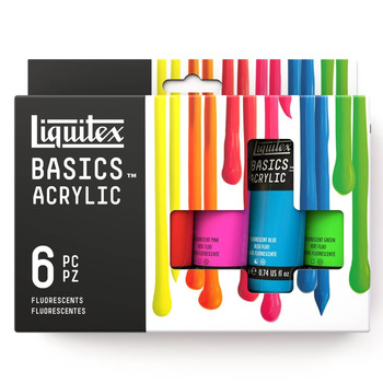 Liquitex BASICS Acrylic Fluorescent Colors Set of 6, 22ml