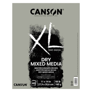 Canson XL Sand Grain Dry Mixed Media Gray Pad 11"x14", 40 Sheets
