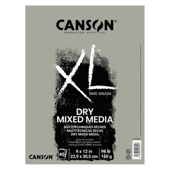 Canson XL Sand Grain Dry Mixed Media Gray Pad 9"x12", 40 Sheets