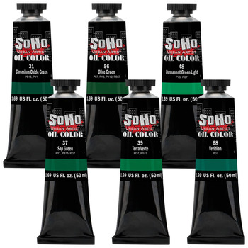 Soho Oil Color - Greens (Set of 6), 50ml