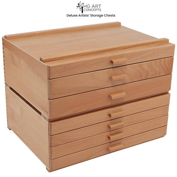 7 Elements 12 Drawer Wooden Artist Storage Supply Box for Pastels, Pencils, Pens, Markers, Brushes and Tools
