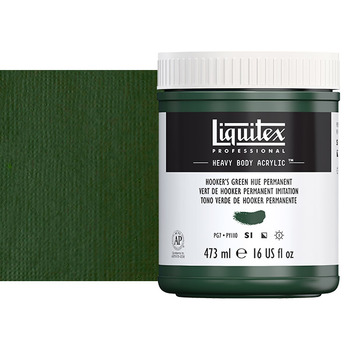 Liquitex Heavy Body Acrylic - Hookers Green Hue Permanent, 16oz Jar