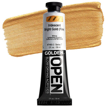 GOLDEN Open Acrylic Paints Iridescent Bright Gold (Fine) 2 oz