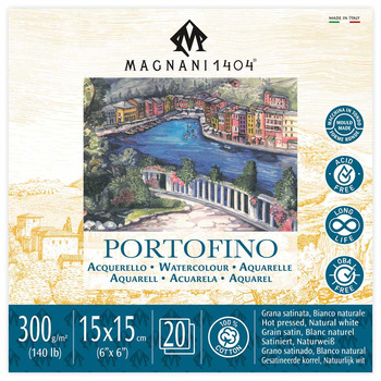 Magnani 1404 Portofino Watercolor Pad 140lb Hot Press - 6" x 6" (20 Sheets)