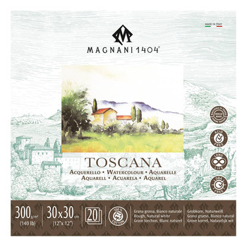 Magnani 1404 Toscana Watercolor Pad 140lb Rough - 12" x 12" (20 Sheets)