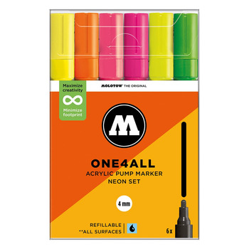 Molotow ONE4ALL 4mm Marker Neon Set of 6