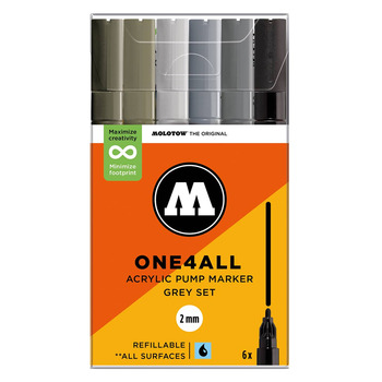 Molotow ONE4ALL 2mm Marker Grey Set of 6