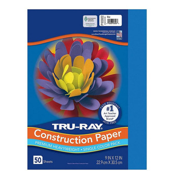 Pacon Tru-Ray Heavyweight Construction Paper, White, 9" x 12", 50 Sheets, Sulphite Paper