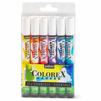 Pebeo Colorex Watercolor Marker Essentials Set of 12 Colors