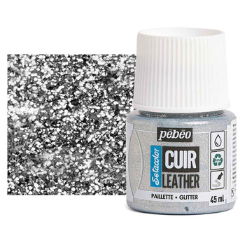 Pebeo Setacolor Leather Paints - Glitter Silver, 45ml