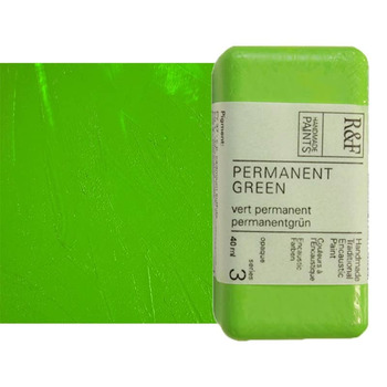 R&F Encaustic Handmade Paint 40 ml Block - Permanent Green