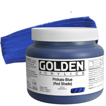 GOLDEN Heavy Body Acrylics - Phthalo Blue (Red Shade), 32oz Jar