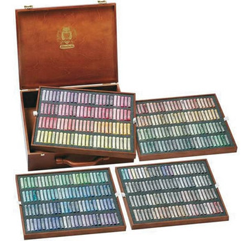 Schmincke Soft Pastels Walnut Stained Wood Box Set of 400, Assorted Colors