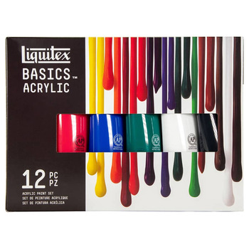 Liquitex BASICS Acrylic Assorted Colors Set of 12, 4oz