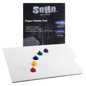 SoHo Paper Palette Pad w/o Thumb Hole 12x16"- White 30 Sheets
