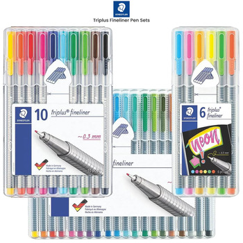 Staedtler Triplus Fine Liners, Pack of 10 Fine Liners, Lettering Pens,  Journaling Pens, Scrapbooking Pens, Planner Pens, Art Supplies 