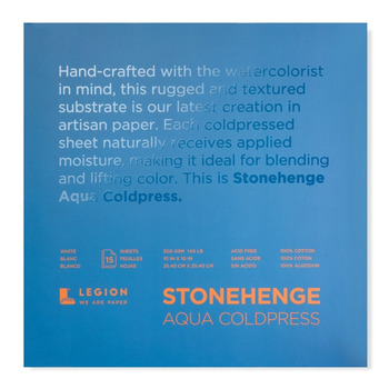 Stonehenge Aqua Watercolor Block 10"x10" - 140lb, Cold-Press Block (15 Sheets)
